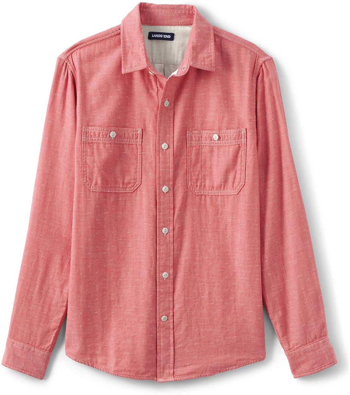 Lands' End Men's Traditional Fit Double Cloth Work Shirt at Amazon Men