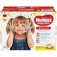 HUGGIES Simply Clean Fragrance-Free Baby Wipes Soft Pack, 576 Count