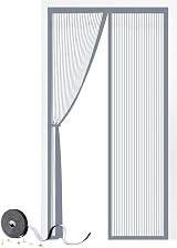 SMALUCK Magnetic Door Screen 90x210 cm Grey Heavy Duty Mesh with Magnets