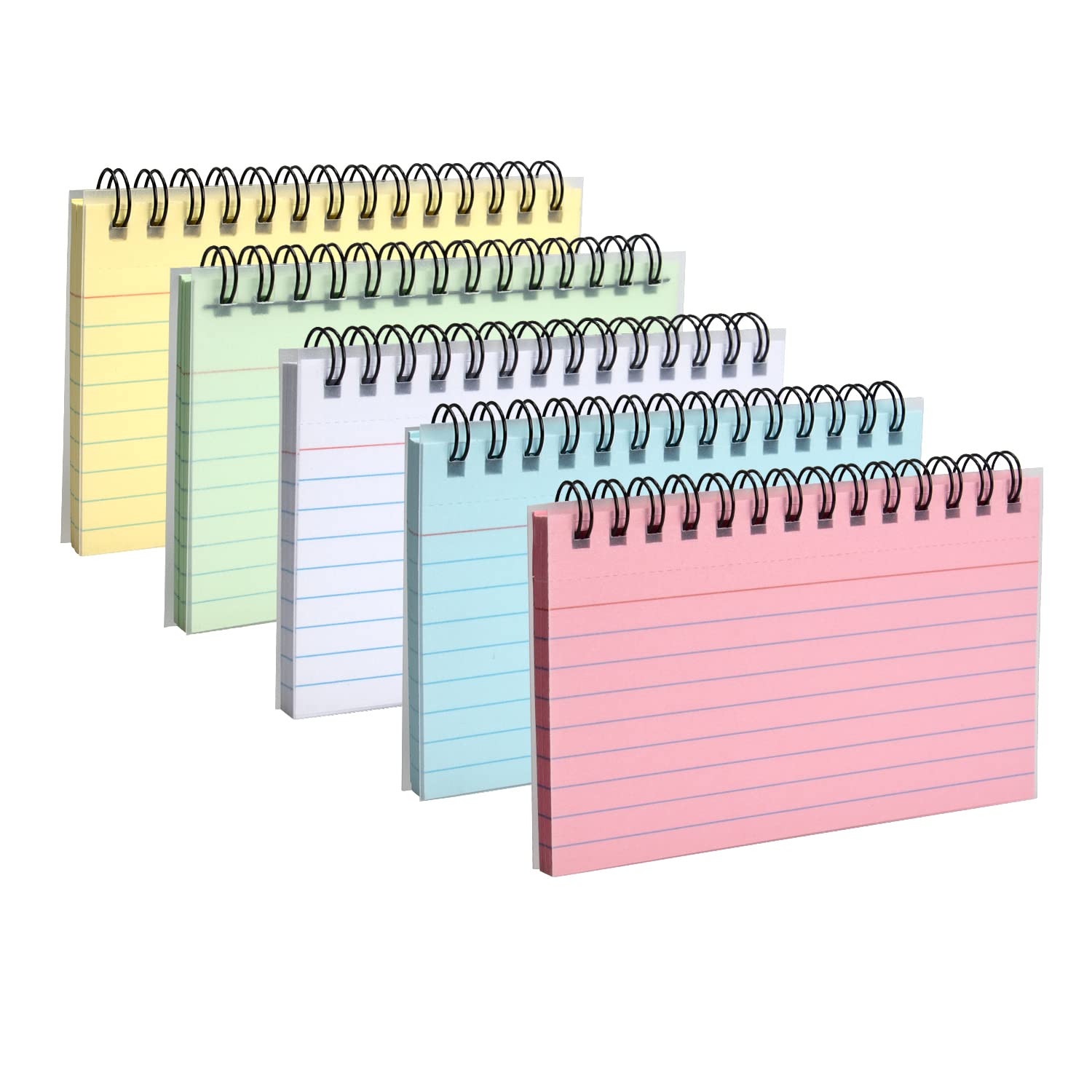 ZTVOWTO 5 Packs Index Card Record & Study Notes with Ring Binder for Office & School Learning - 5 Colours - 5x3 Inches (ZTV2022102801)