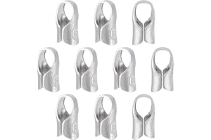 BENECREAT 10Pcs 925 Sterling Silver End Cap Crimps, 3mm Crimp Ends Beading Cord Protector Cord End Findings for Necklaces Bracelets Jewelry Craft Making, Hole: 4x2.5mm