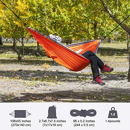 MIZTLI Hammock Camping with All The Installations, Portable & Lightweight Travel Parachute Hammock, Outdoor, Indoor, Backpacking, Hiking & Survival
