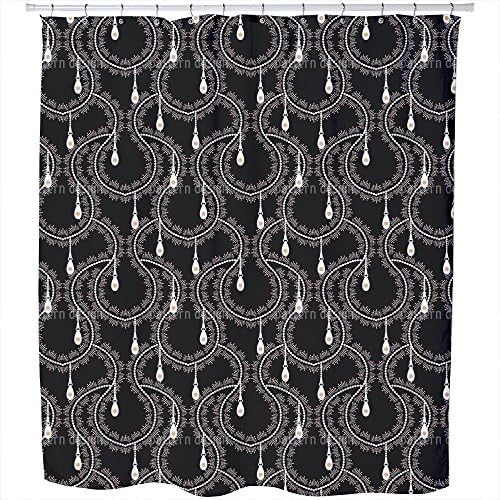 Uneekee Juwelo Nero Shower Curtain: Large Waterproof Luxurious Bathroom Design Woven Fabric