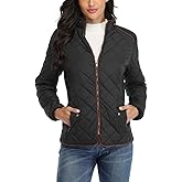 Anienaya Women's Lightweight Quilted Jacket Stand Collar Zip Warm Winter Coat Outwear w 2 Pockets