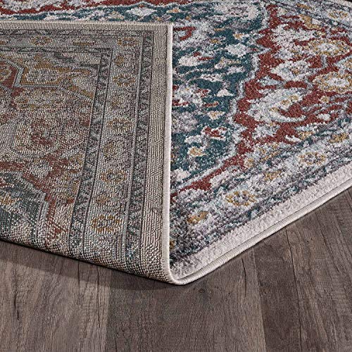KSANA Area Rug 8mm Pile Height with Jute Backing Medallion Carpet for Entry, 2'2"× 4', Bedrooms, Kitchens