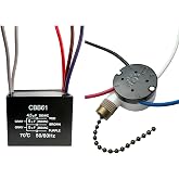 YukiHalu Ceiling Fan Pull Chain Switch 3 Speed 4 Pre-Installed Wires, Ceiling Fan Capacitor CBB61 4.5uf + 6uf + 5uf 5 Wire 250V, Light Switch for Fan and Light (Antique, 4.5+6+5uF)