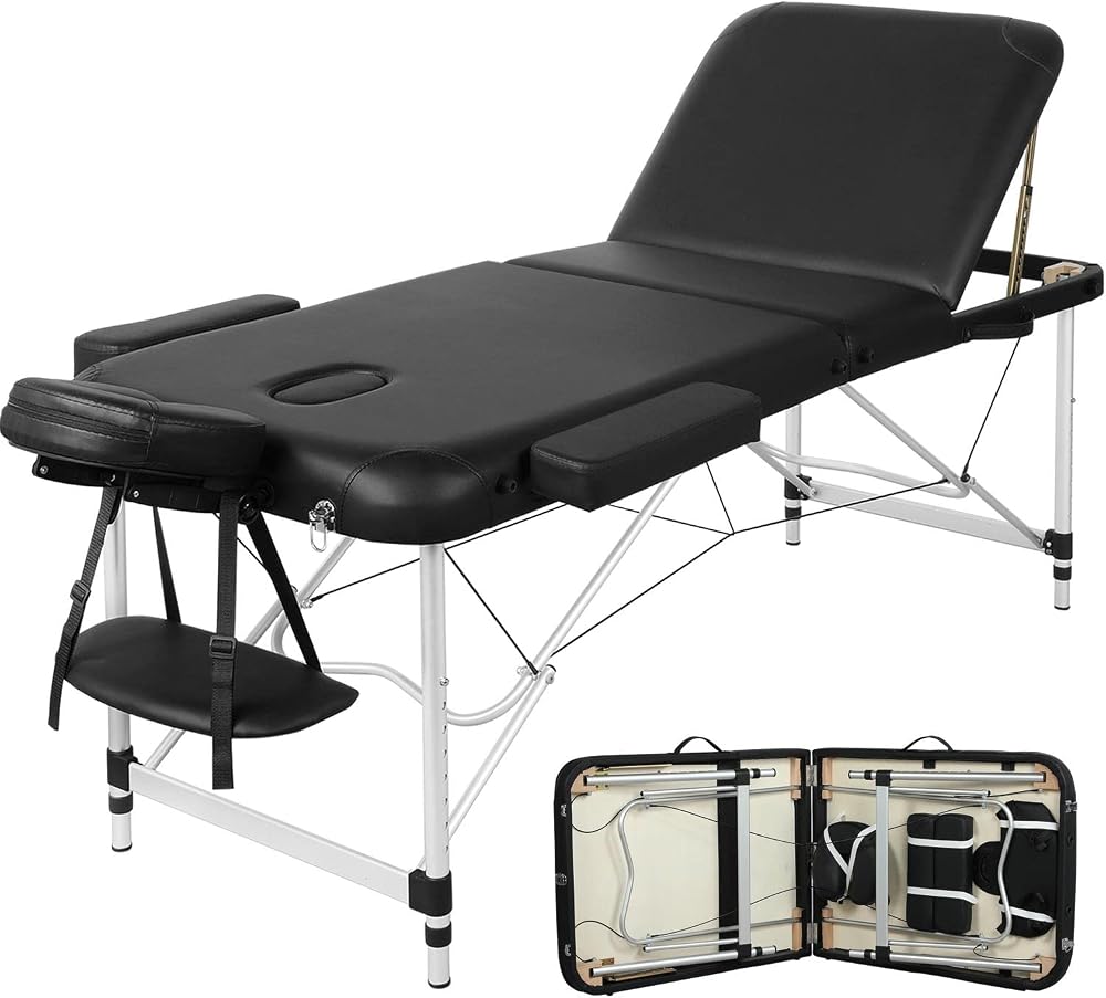 Yaheetech Foldable Massage Bed 70cm Wide Portable Lash Table Aluminum 3 Section