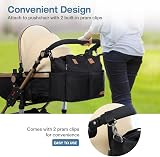 Lekebaby Large Nappy Changing Bag Quilted Black with Mat Diaper Tote view 6