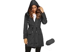 Lomon Women Waterproof Lightweight Rain Jacket Active Outdoor Hooded Raincoat
