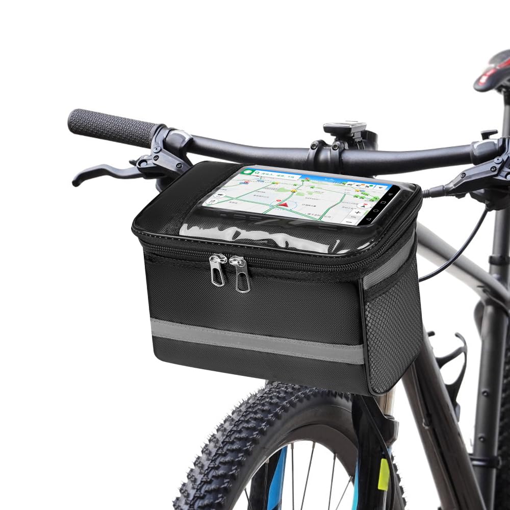 CODIRATO Cycling Handlebar Bag - Waterproof MTB/Road Bike Bag with Phone Holder (19x18x13cm)