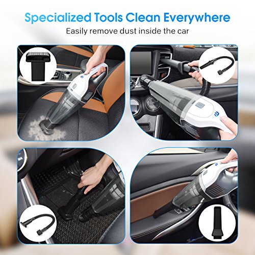 Cordless Hand Vacuum Cleaner, HOLIFE Handheld Vacuum Portable Car Vacuum Cleaner Lightweight Hand Vac with 4Kpa Suction, Rechargeable 2200mAh Lithium Battery, Multifunctional Attachments, HEPA Filter