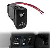LED Fog Light Symbol Push Button Switch with Connector Wire White Backlit On/Off Kit, Compatible with Tacoma Tundra 4Runner etc