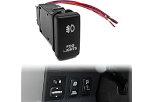 VRASLY LED Fog Light Symbol Push Button Switch with Connector Wire White Backlit On/Off Kit, Compatible with Tacoma Tundra 4Runner etc