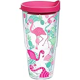 Tervis Flamingo Pattern Made in USA Double Walled Insulated Tumbler Travel Cup Keeps Drinks Cold & Hot, 24oz, Classic