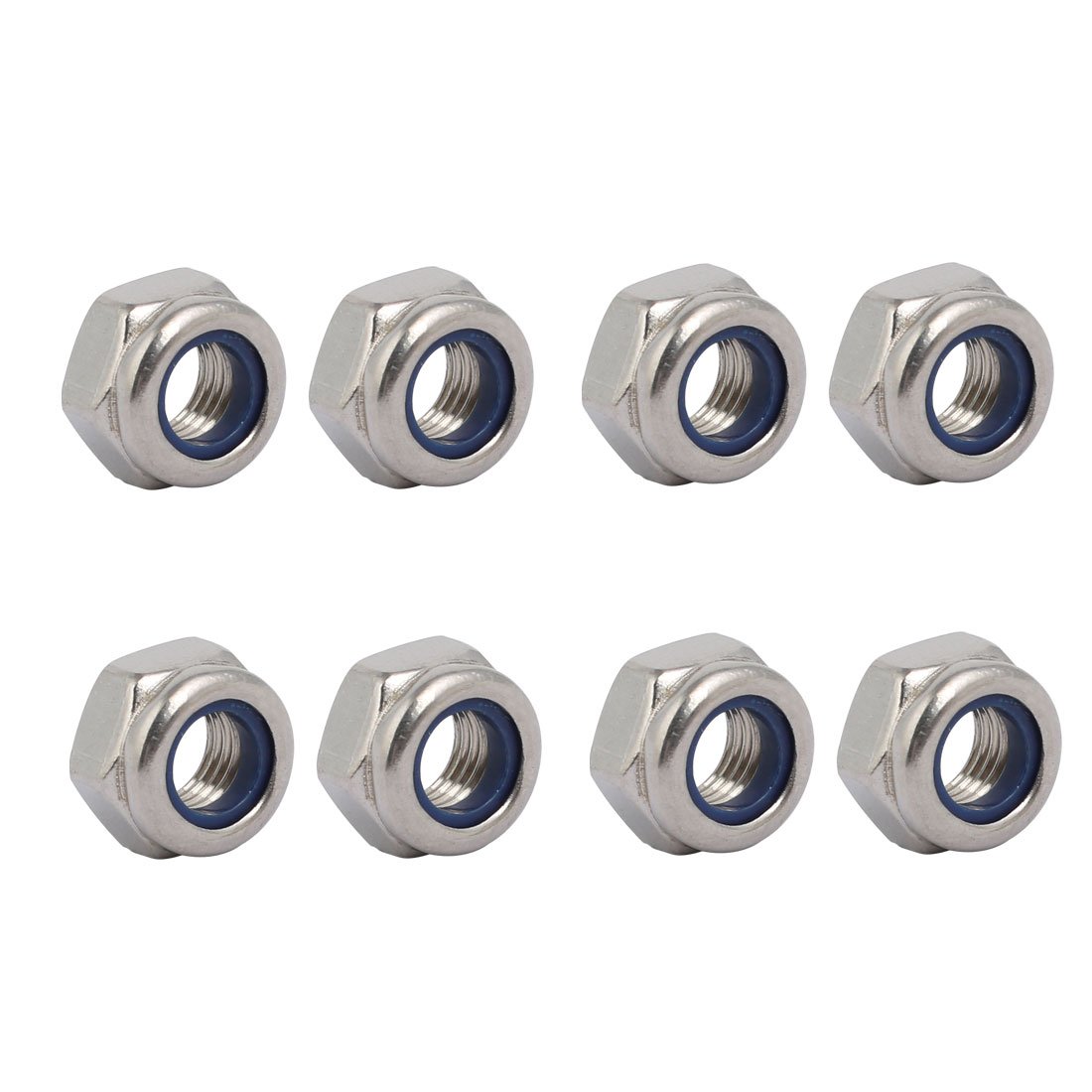 Sourcingmap 8pcs M8 x 1mm Pitch Metric Fine Thread 304 Stainless Steel Hex Lock Nuts