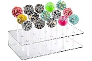 2pcs Cake Pop Stand 15 Holes Acrylic Clear Lollipop Display Stand Holder with 100pcs Sticks,Cake Pop Kit for for Weddings Bir