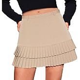 Yousify Womens Pleated Y2k Mini Skirt Cute Casual High Waisted A-Line Zipper Party Club Skorts