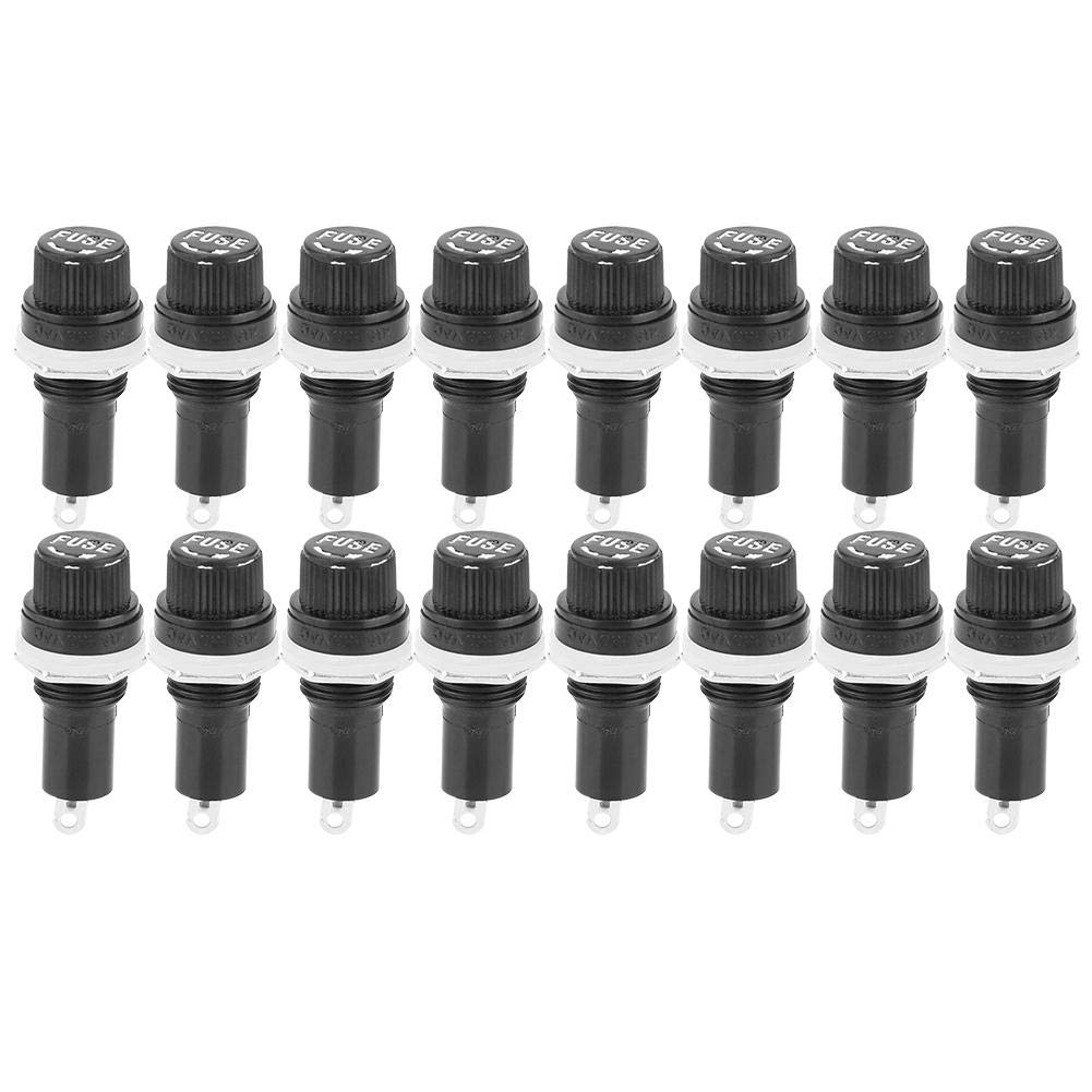 20 PIECES Black panel mounting screw lock holder - base housing for glass tube 5x20mm