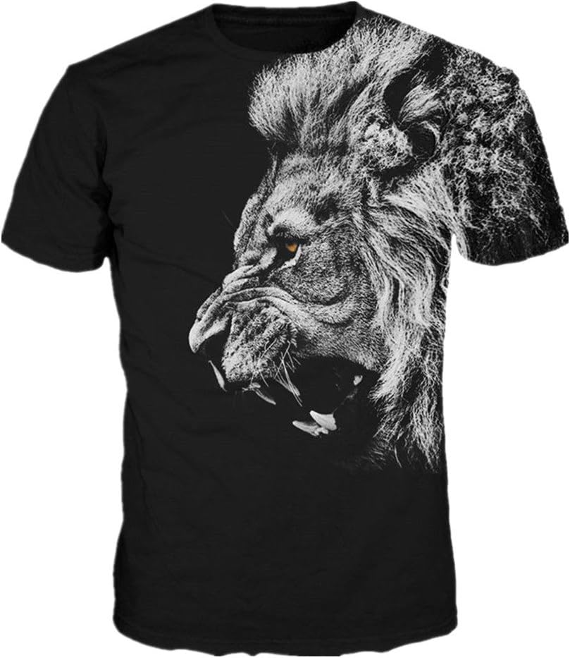 Mchochy Unisex 3D Wolf T Shirts Couples Summer Short Sleeve T-Shirts Casual Tees