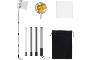 KAKAHIGH Fruit Picker Pole with Basket, 6.5 FT Adjustable Pole with Soft Bag for Apple, Pear, Lemon, Orange, Apricot, Mango, Limes, Nectarines, Grapefruit, Plums, Cherry, Persimmons Tree Picker