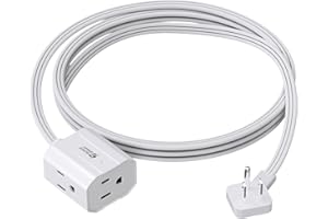 Extension Cord 6ft SUPERDANNY Mini Power Strip Ultra Right Angled Flat Plug for Tight Spaces,Indoor Extension with 3 Outlets,for Office Home Appliances,Non Surge Protector for Travel Cruise,White