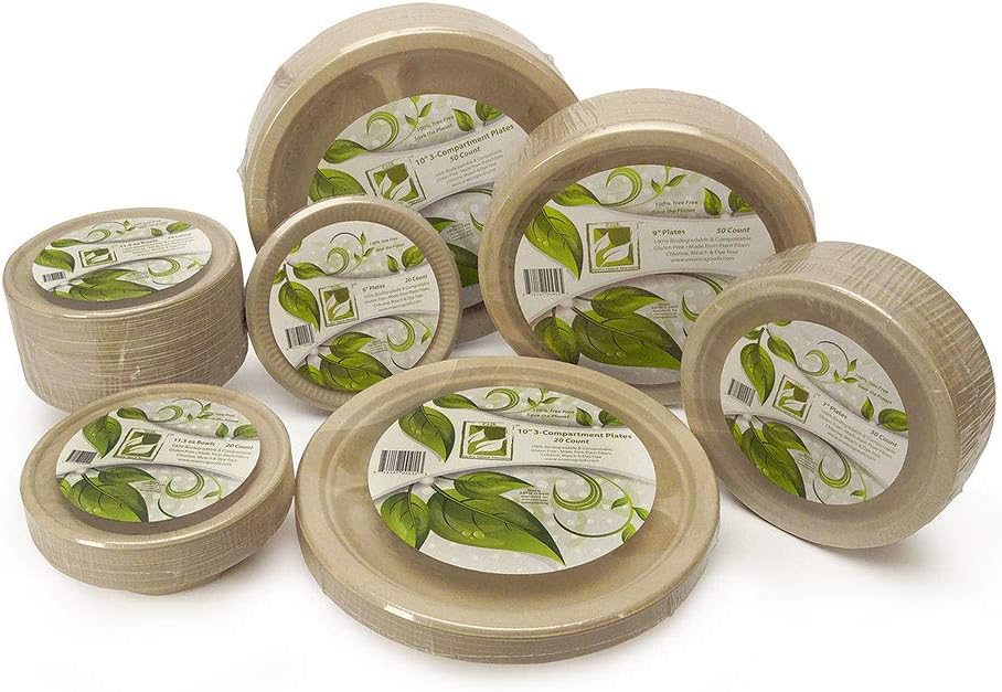 Earth's Natural Alternative Eco-Friendly, Natural Compostable Plant Fiber 9" Plate, Natural, 125 Count: Kitchen & Dining