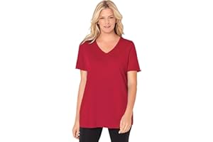 Woman Within Women's Plus Size Petite Perfect Short-Sleeve V-Neck Tee