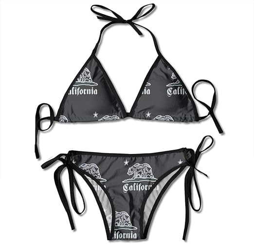 Amazon Co Jp Inwanzi レディース セクシーホルター水着 ファッションビキニセット カリフォルニアバンダナベア ビーチ水着 ホーム キッチン