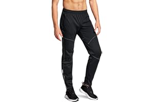 TSLA Men's Thermal Fleece Lined Cycling Pants, Windproof Winter Running Bike Pants for Cold Weather
