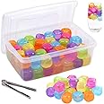 Reusable Ice Cube with Lid & Bin, 60 Pack Plastic Ice Cubes for Drinks BPA Free, Colorful Refreezable Square Ice Cubes for Water Bottles, Whiskey, Vodka, Coffee, Beer or Wine, Non-Diluting