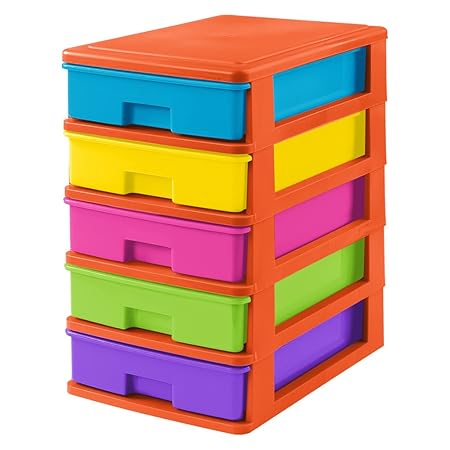 Great Plastic Plastic Set 5 Small Drawers 270x180x320 Mm Multi