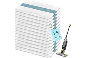 KVLZ Disposable Hard Floor Pad Refills, Compatible with Shark VACMOP Pro VM252 VM251 VM250 VM200 VC205 QM250 VM190 VM200P12 VMP30 for use on All Sealed Floors (15-Pack)