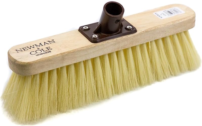 Newman and Cole 12 Inch Wooden Broom Head with Soft Synthetic Bristles