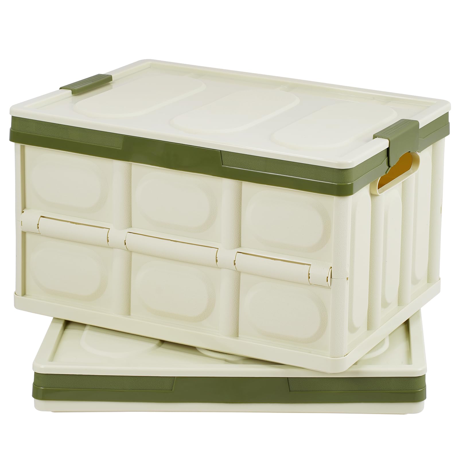 Photo 1 of Phyllia 2 Pack Foldable Storage Bin with Lid, 30L Collapsible Plastic Storage Crate, Lidded Stackable Storage Box Container for Bedroom Bathroom Office Clothes Toy Books Grocery, Green