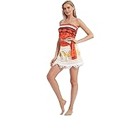 STARCIET Women's Moana Costume Princess Patterned Belt Tassel Skirt Set Outfit Halloween Cosplay Party Dress up
