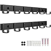 Geobella 16-Inch Wall Mount Coat Rack with 6 Hooks, Compact Hooks for Hanging Coats, Hats, Jacket, Bags and Purses in Entryway, Bedroom, Bathroom or Closet, Install with Strong Glue or Screws (2-Pack)