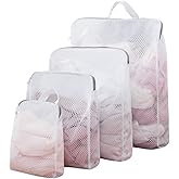GWT 4Pcs 3D Mesh Laundry Bags with Hanging Handles (S/M/L/XL) - Durable Zippered Wash Bags for Delicates, Shoes & Bulk Clothes - Space-Saving Foldable Design