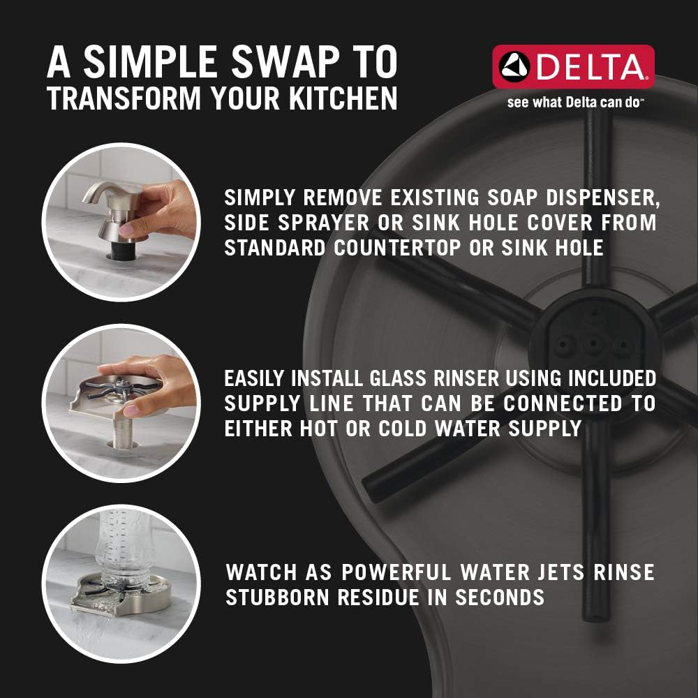 Delta Faucet Glass Rinser for Kitchen Sinks, Kitchen Sink Accessories, Bar Glass Rinser, SpotShield Stainless GR150-SP - - 