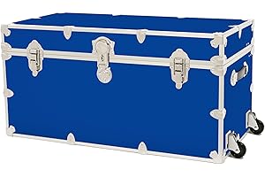 Rhino Trunk & Case Classic XXL Home Storage & College Trunk With Wheels - 36”x18”x18”, Seats 1500+ lbs, Soft-Close Lid. USA Made Secure Dorm Furniture, Organization, Steamer Style Blanket Chest