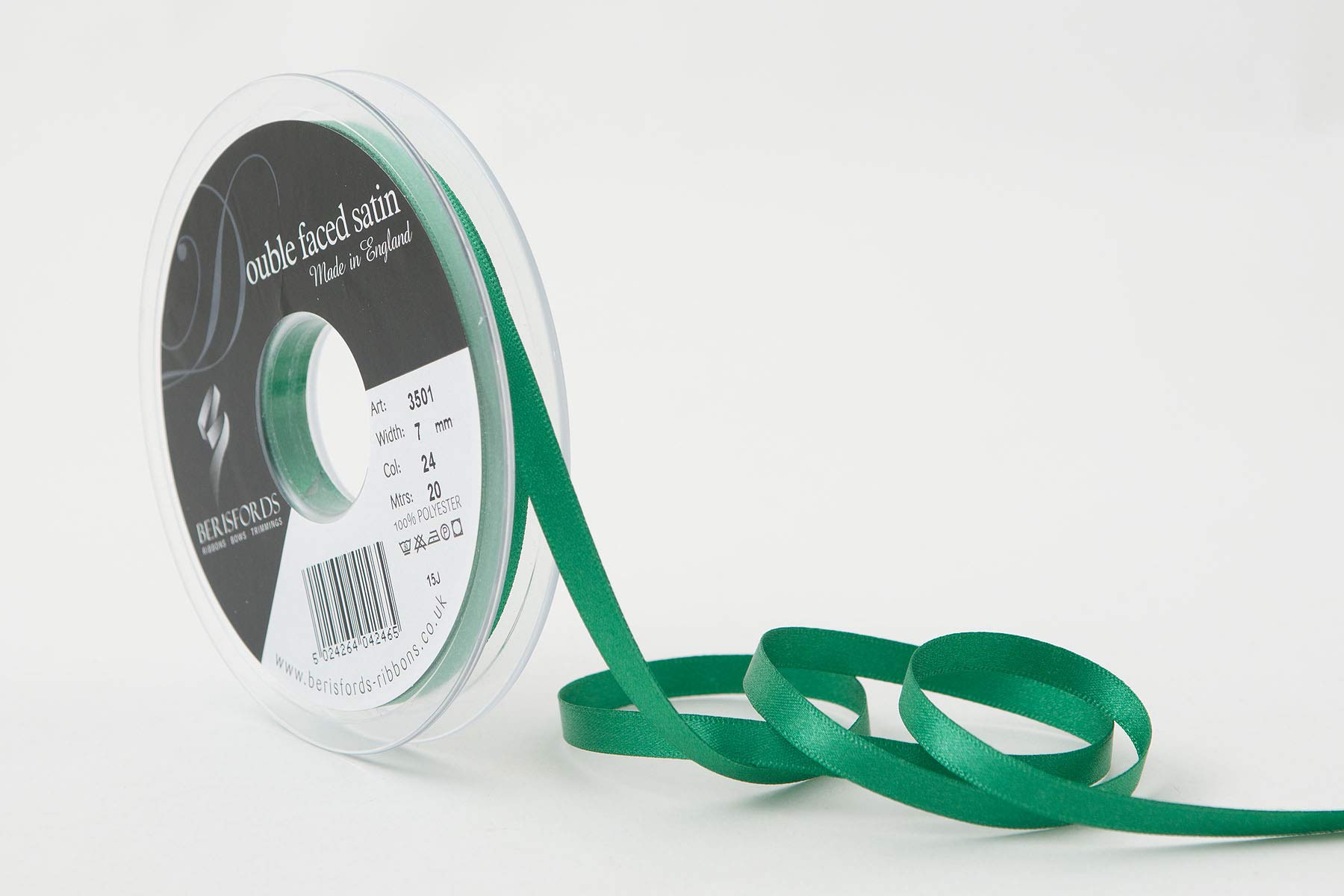 Berisfords Double FACE Poly Satin Ribbon, Bottle, 7 mm