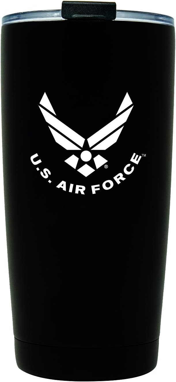 US Air Force 20 oz Black Double Wall Vacuum Insulated Stainless Steel USAF Tumbler Travel Mug - Airmen Gift