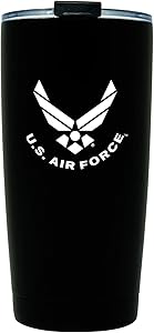 US Air Force 20 oz Black Double Wall Vacuum Insulated Stainless Steel USAF Tumbler Travel Mug - Airmen Gift