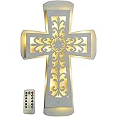 ADAVAS.Y&G Wooden LED Wall Cross with Remote Control – Christian Lighted Cross Decor, Battery Powered, Multiple Lighting Modes, Religious Wall Art for Home, Church, and Gifts