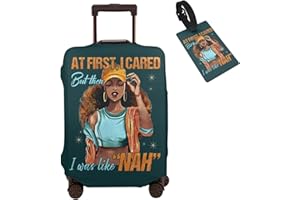 Hepmant Travel Suitcase Protector African American Woman Elastic Protective Washable Luggage Cover With Concealed Zipper Suitable For 18-32 Inch【M (for 22-24 inch luggage)】