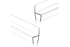 Dzhuywer Frameless Shower Door Seal Strip 2 Pack x 78 Inch H for 1/4" Thick Glass Shower Door Side Seal Strip Bottom Seal Door Sweep Ultra Clear Polycarbonate, Stop Shower Leaks Create A Water Barrier