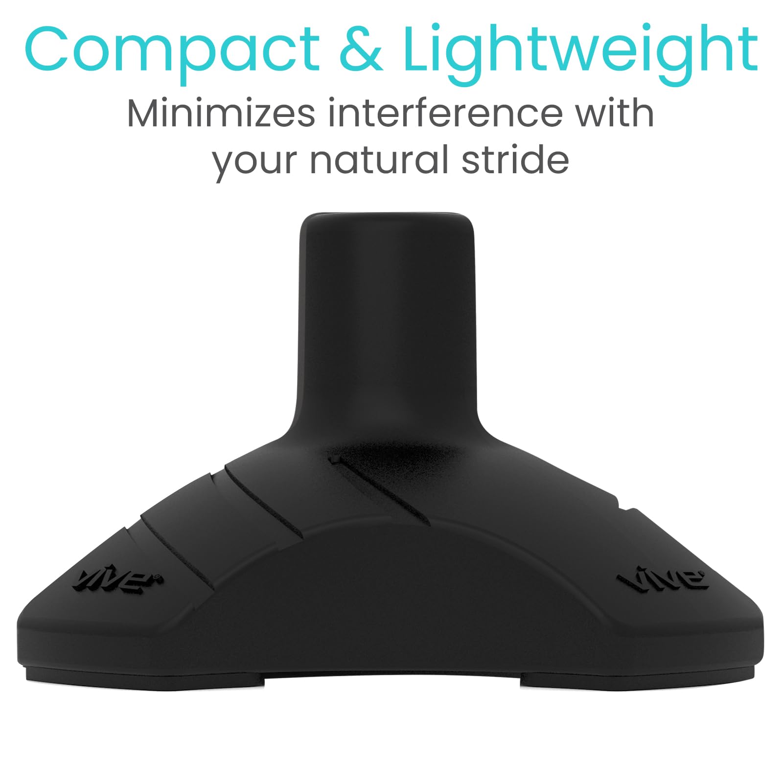 Vive Self Standing Walking Cane Tip 3/4 Inch Heavy Duty Replacement Quad - Rubber Cane Foot Base All Terrain for Walking Sticks, Folding & Medical Canes - Stabilizing Cane Tip for Men, Women (Black)