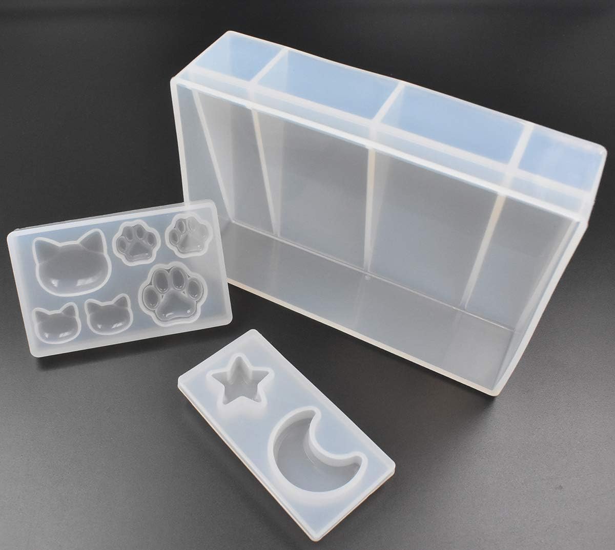 12.5 x 8.5 x 3.1cm Photo Frame Epoxy Mold Semi-Transparent Silicone Mold Cat Paw Star Moon Resin Casting Mold Set -C