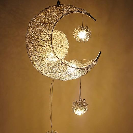 g4 led creativo luna y estrellas lampara colgante led de hada lampara de techo luz de techo ninos dormitorio decoracion blanco calido