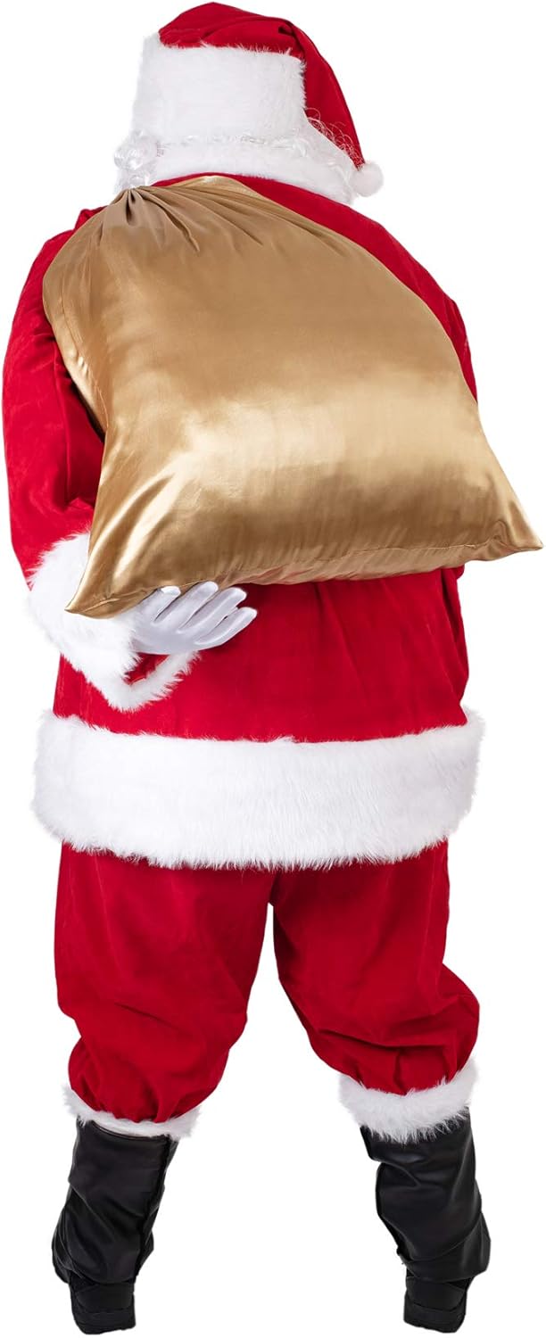 Togake Santa Suit Adults Men 11pcs Set Red Deluxe Classic Velvet Santa Claus Costume for Christmas Party Cosplay: Clothing