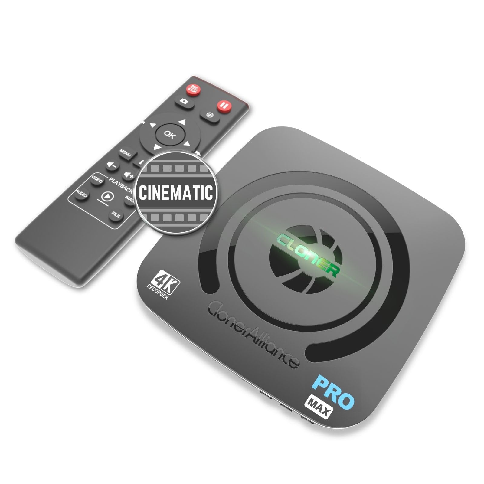 Photo 1 of ClonerAlliance UHD Pro Max, Cinematic-FPS 4K@24fps (Max 30) Video Recorder with H.265/H.264 Codec, 4K@60fps Passthrough HDMI Capture DVR with Pause/Resume Recording.